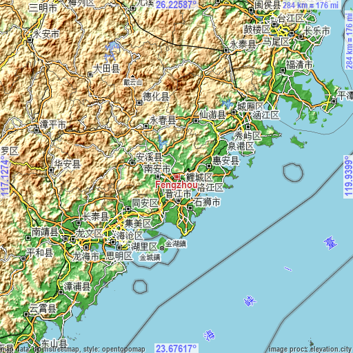 Topographic map of Fengzhou