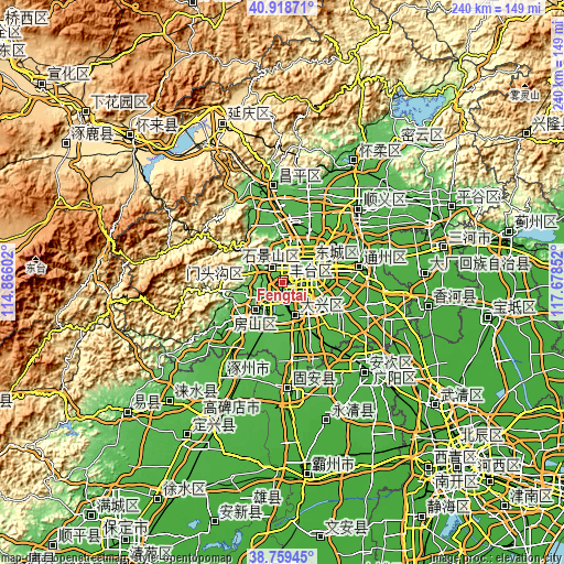 Topographic map of Fengtai