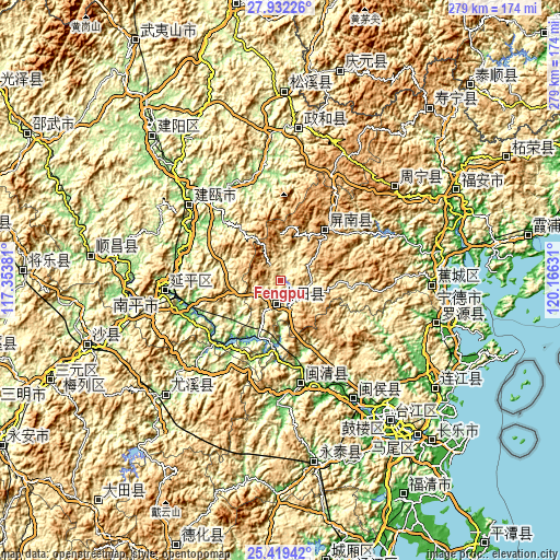 Topographic map of Fengpu