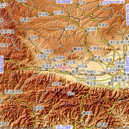 Topographic map of Fengming