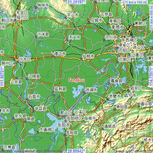 Topographic map of Fengkou