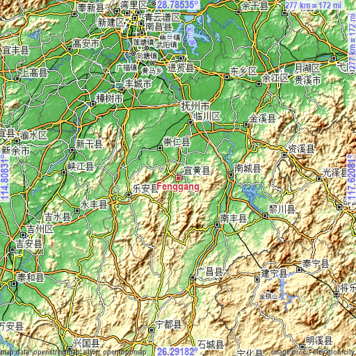 Topographic map of Fenggang