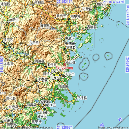 Topographic map of Fengcheng