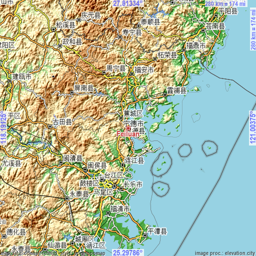 Topographic map of Feiluan