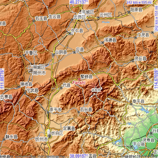 Topographic map of Fanshi