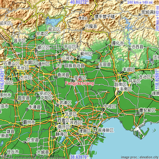 Topographic map of Fangjiazhuang