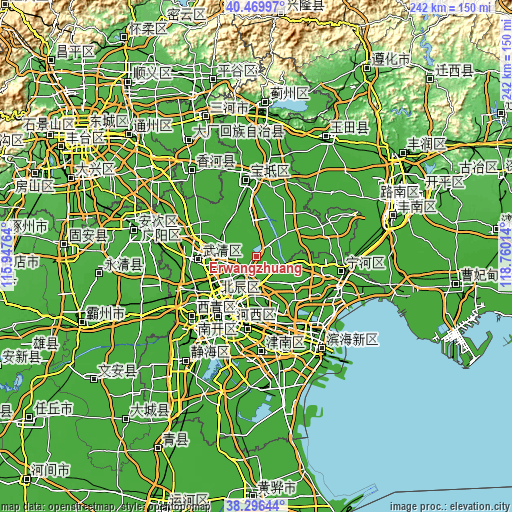 Topographic map of Erwangzhuang