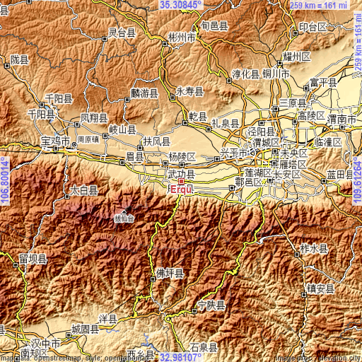 Topographic map of Erqu
