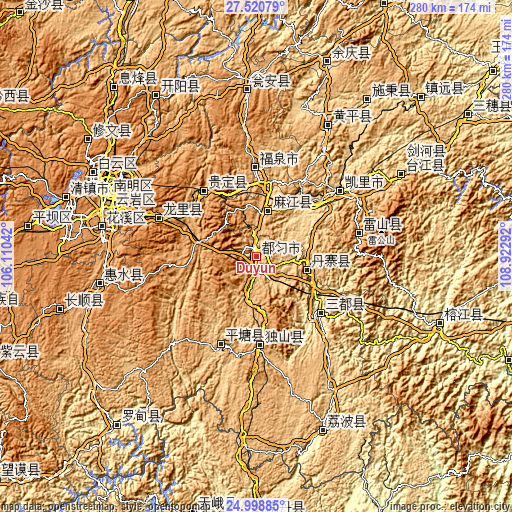 Topographic map of Duyun