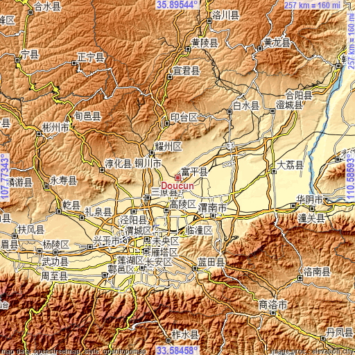 Topographic map of Doucun