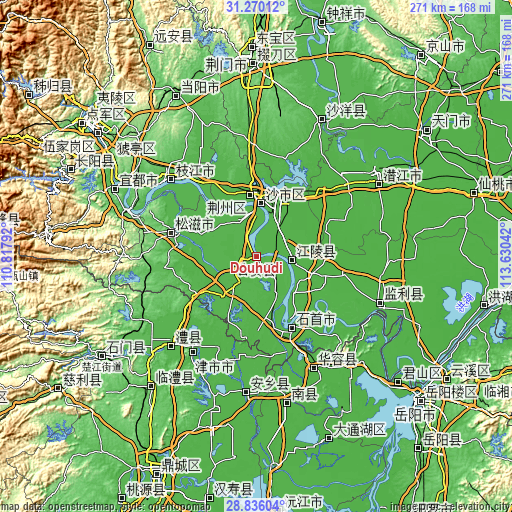 Topographic map of Douhudi