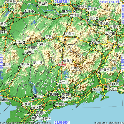 Topographic map of Xinyi