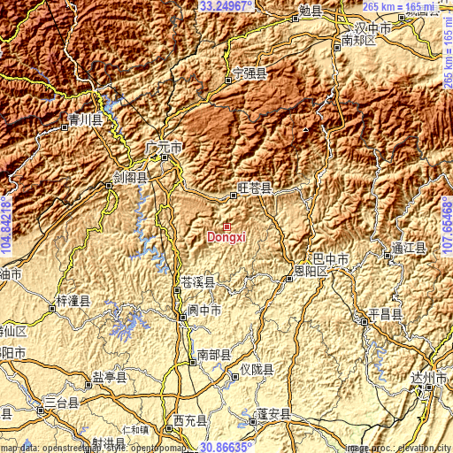 Topographic map of Dongxi