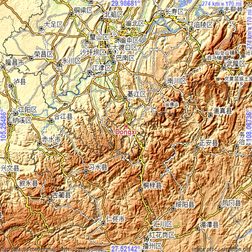Topographic map of Dongxi