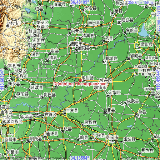 Topographic map of Dongming Chengguanzhen
