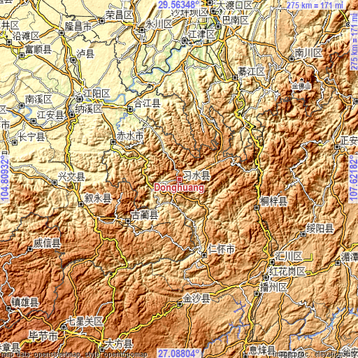 Topographic map of Donghuang