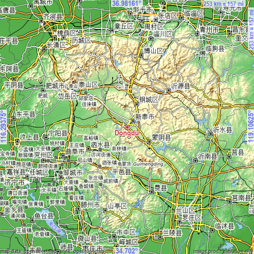 Topographic map of Dongdu