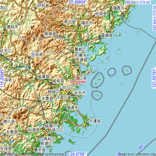 Topographic map of Dongdai