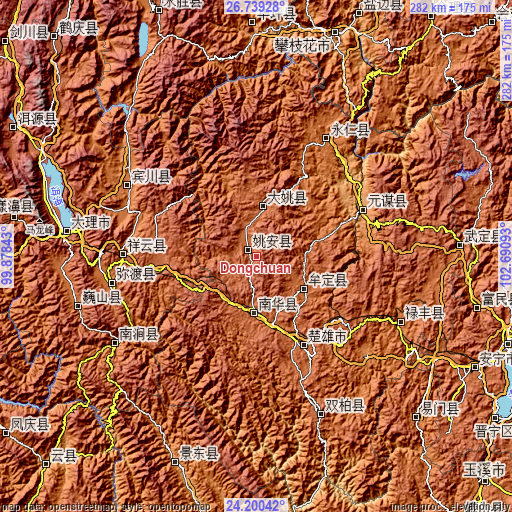 Topographic map of Dongchuan