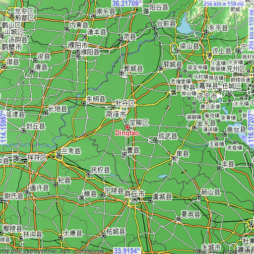 Topographic map of Dingtao