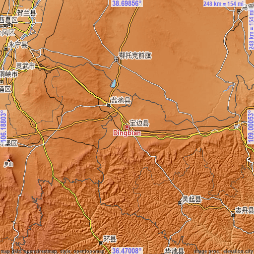 Topographic map of Dingbian