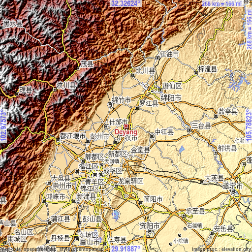 Topographic map of Deyang