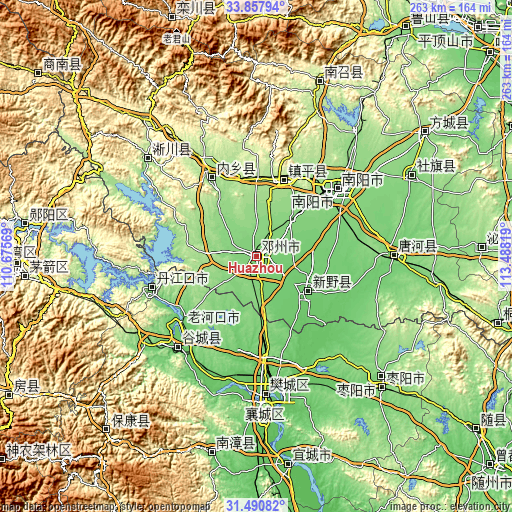 Topographic map of Huazhou