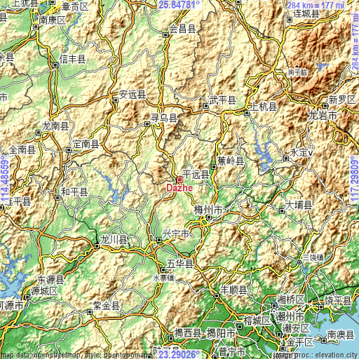 Topographic map of Dazhe