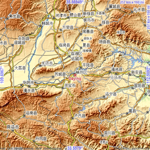 Topographic map of Daying