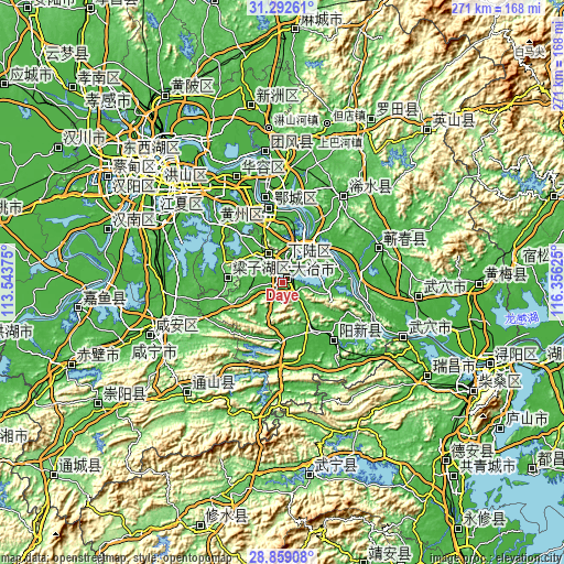 Topographic map of Daye