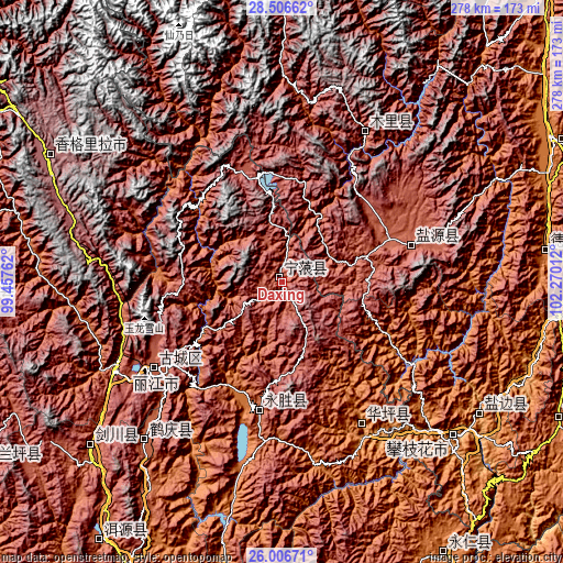 Topographic map of Daxing