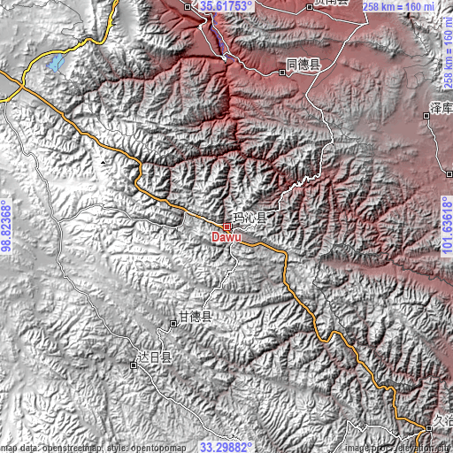 Topographic map of Dawu