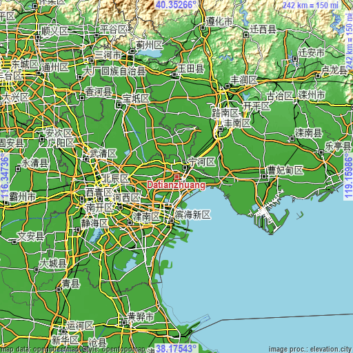 Topographic map of Datianzhuang