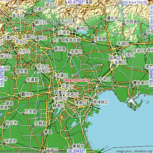 Topographic map of Datangzhuang