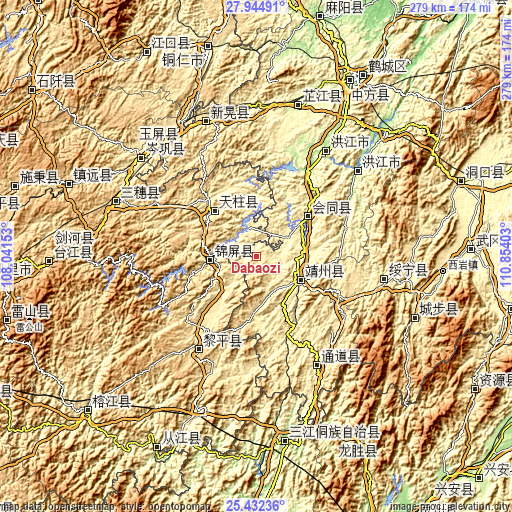 Topographic map of Dabaozi