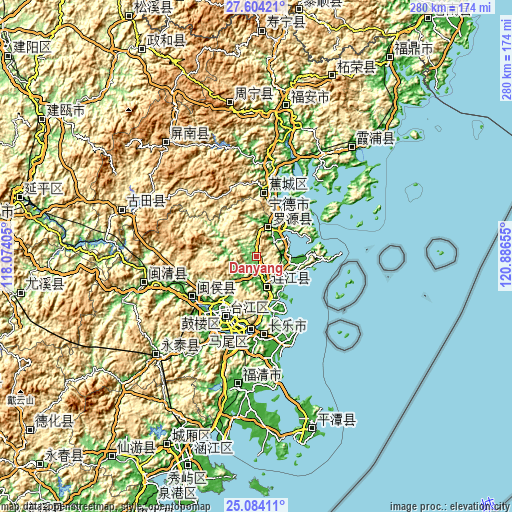 Topographic map of Danyang