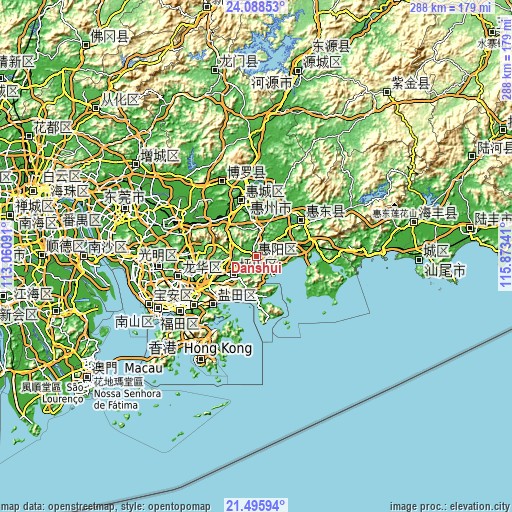 Topographic map of Danshui