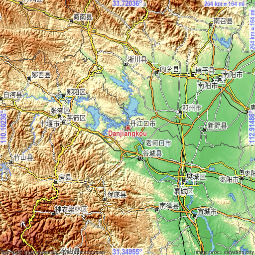 Topographic map of Danjiangkou
