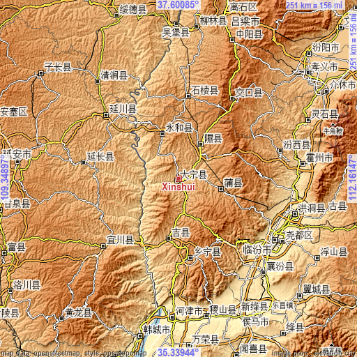 Topographic map of Xinshui