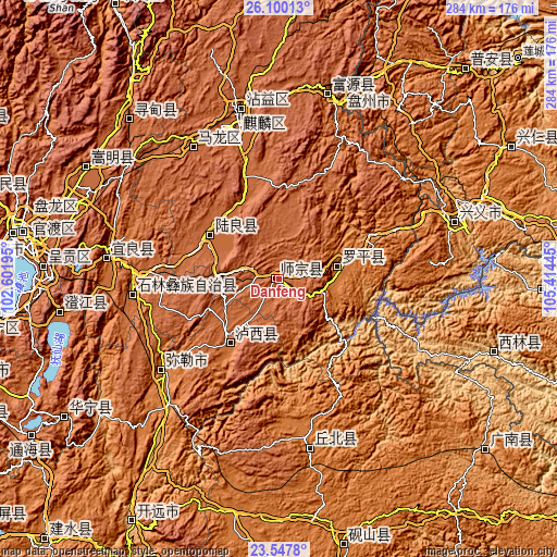 Topographic map of Danfeng