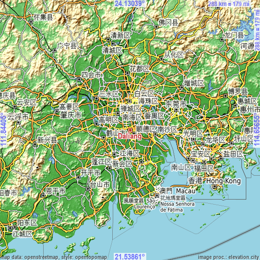 Topographic map of Daliang