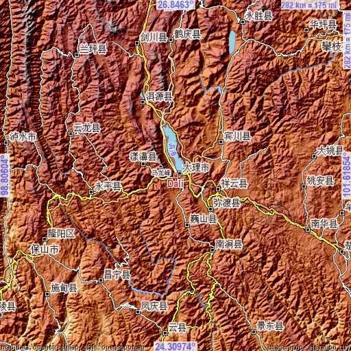 Topographic map of Dali