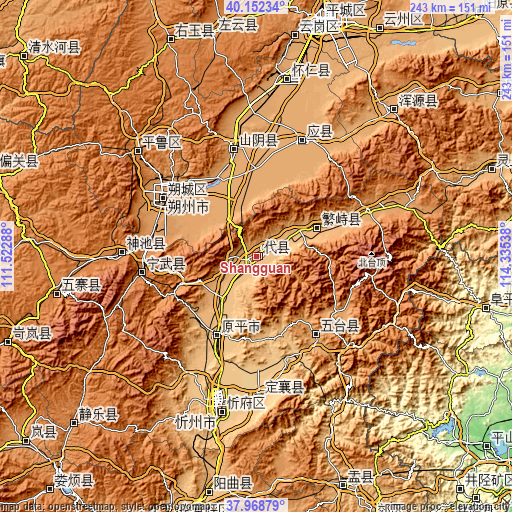 Topographic map of Shangguan