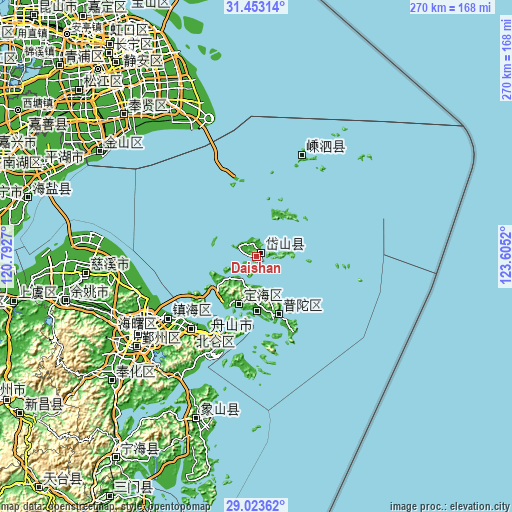 Topographic map of Daishan