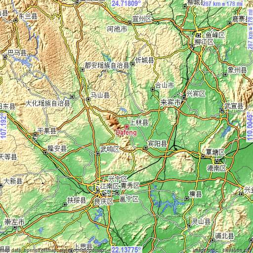 Topographic map of Dafeng