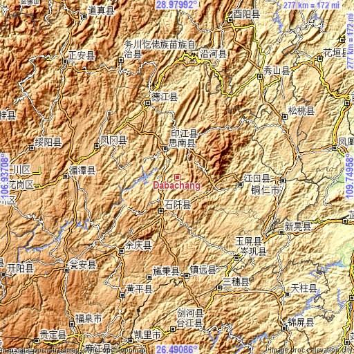 Topographic map of Dabachang