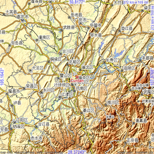 Topographic map of Cuntan
