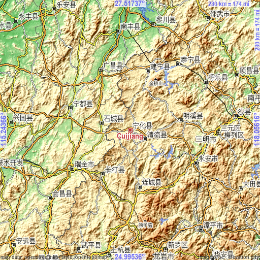 Topographic map of Cuijiang