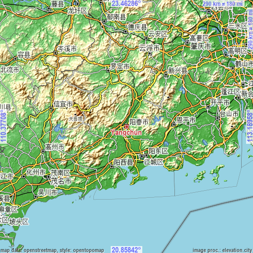 Topographic map of Yangchun