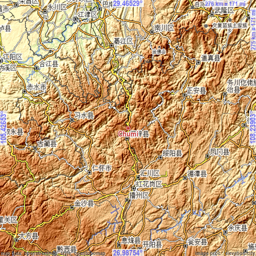 Topographic map of Chumi